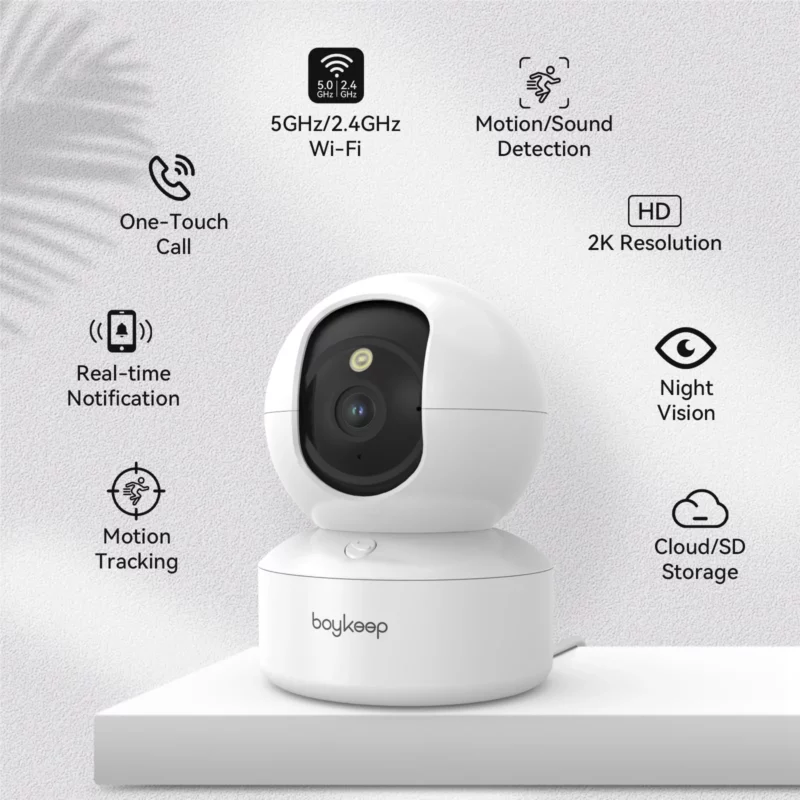 2K Pet Dog Camera with Phone App, 5G/2.4GHz WiFi Indoor Security Baby Camera, 360° Pan & Tilt, 2-Way Audio, Night Vision - Image 4