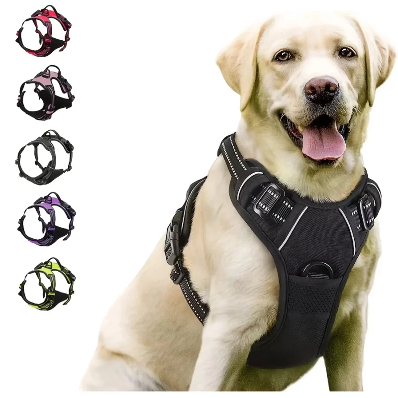 No Pull Dog Harness - Front Clip Heavy Duty Reflective Easy Control Handle for Large Dog Walking