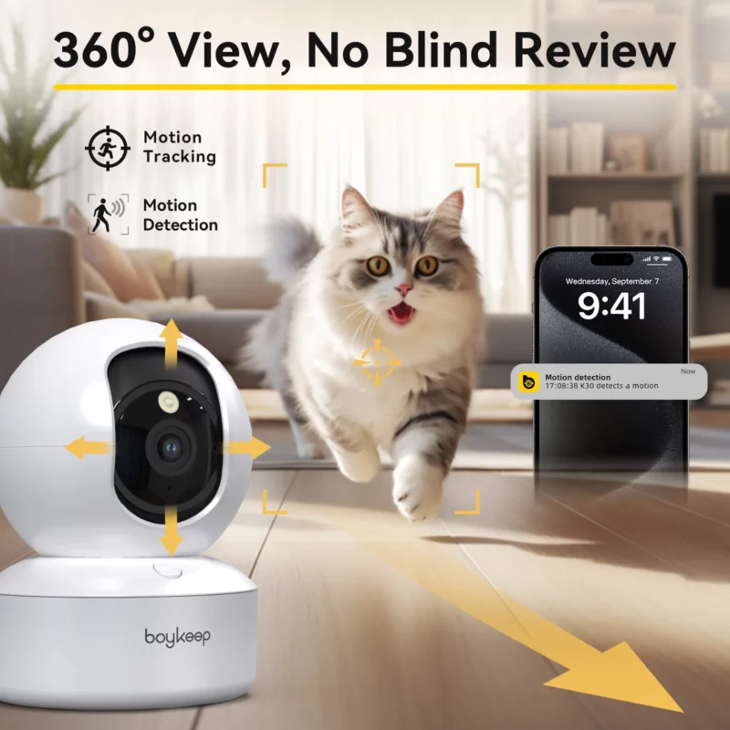 2K Pet Dog Camera with Phone App, 5G/2.4GHz WiFi Indoor Security Baby Camera, 360° Pan & Tilt, 2-Way Audio, Night Vision - Image 2