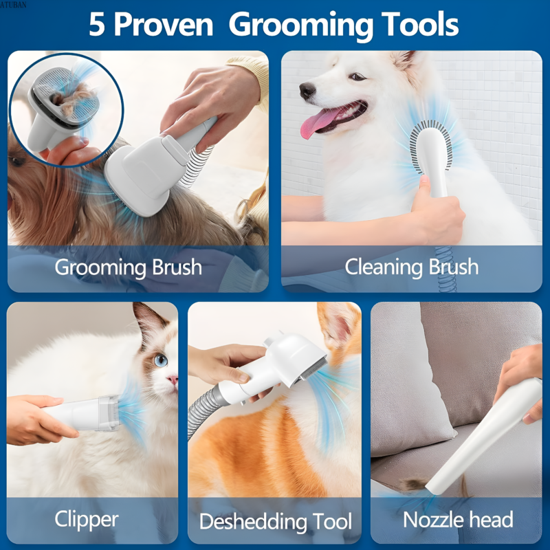 Professional Dog Grooming Kit +Vacuum with 2.3L Dust System for Pet Hair Management - Image 5
