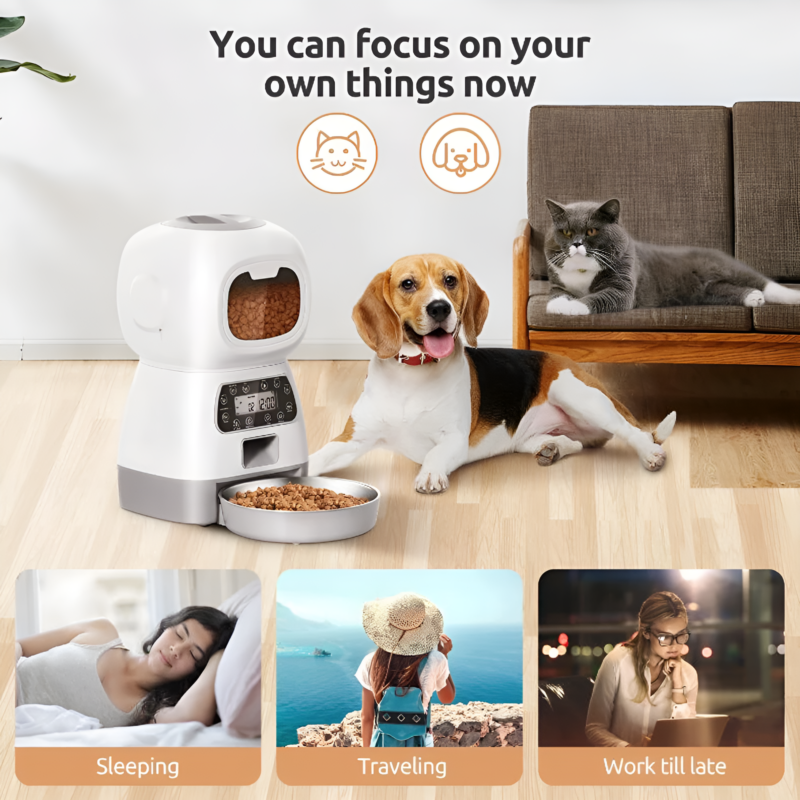 3.5L Automatic Pet Feeder For Cats WiFi Smart Swirl Slow Dog Feeder With Voice Recorder Large Capacity Timing Cat Food Dispenser - Image 5